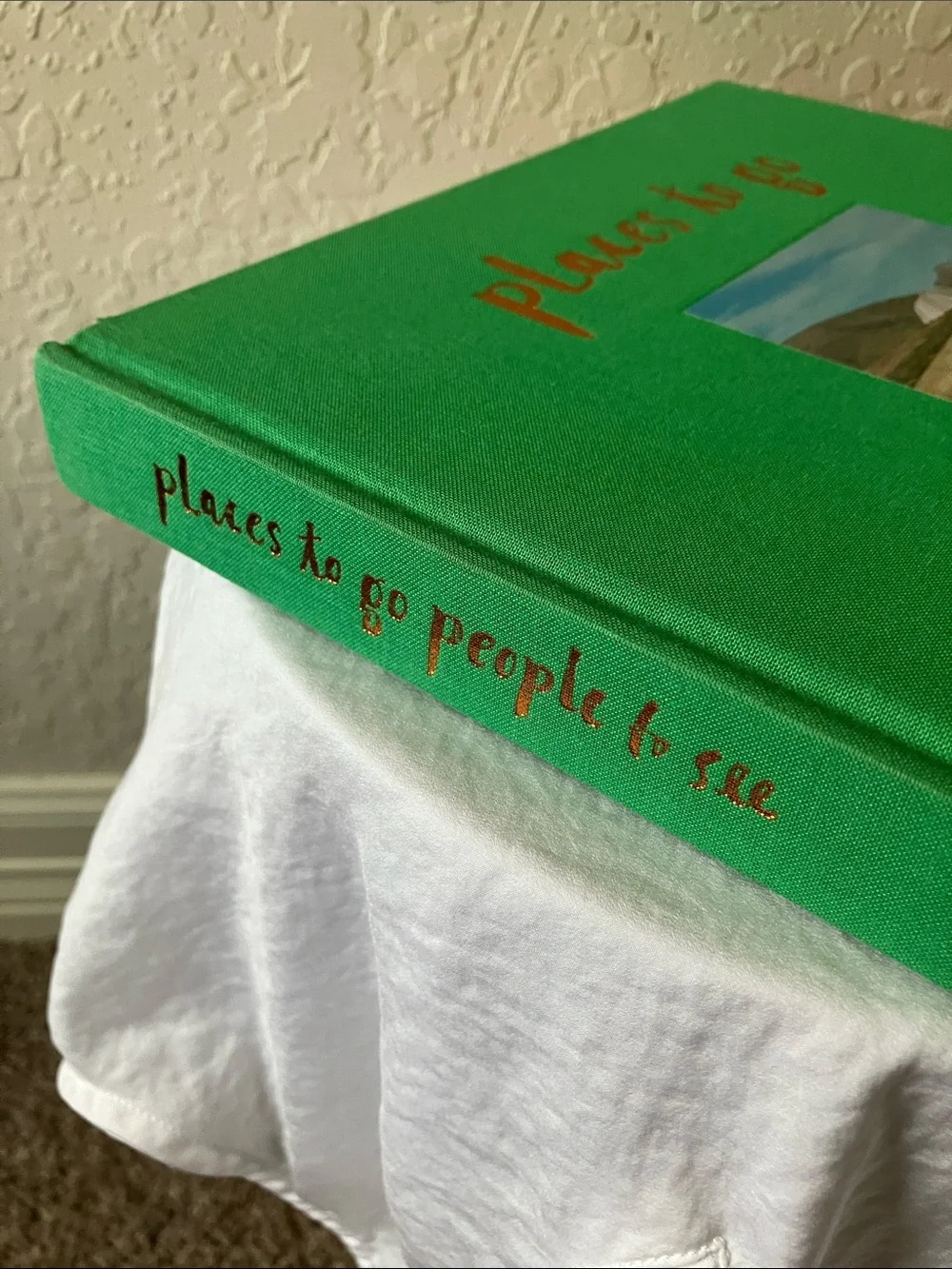 kate spade: Green “Places to Go People to See” Table Book- gold foil